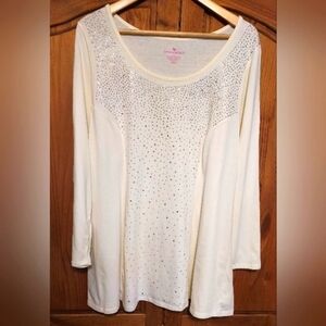 𝅺WOMAN Within cream color rhinestone embellishments long sleeve sweater size L